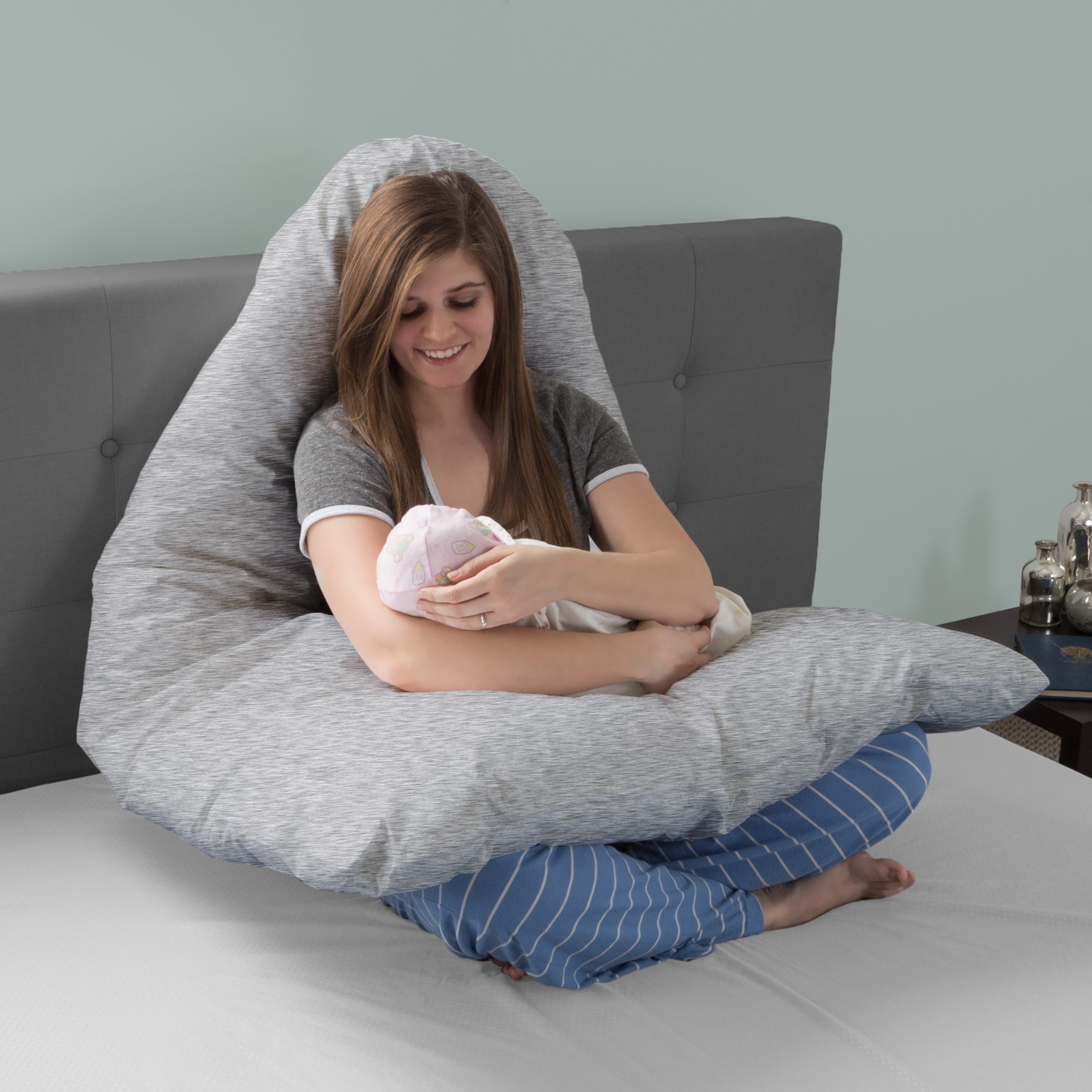Full Body Pillow Cover U Shaped 100 Jersey Cotton Pillowcase by Lavish Home Gray On Sale Bed Bath Beyond 36695463